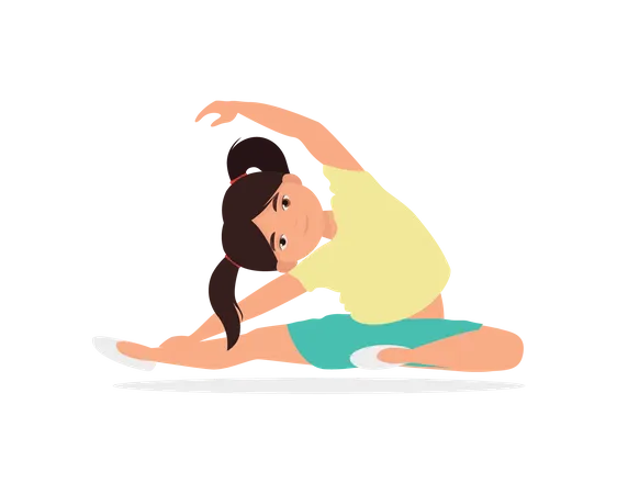 Little girl doing stretching exercise  Illustration