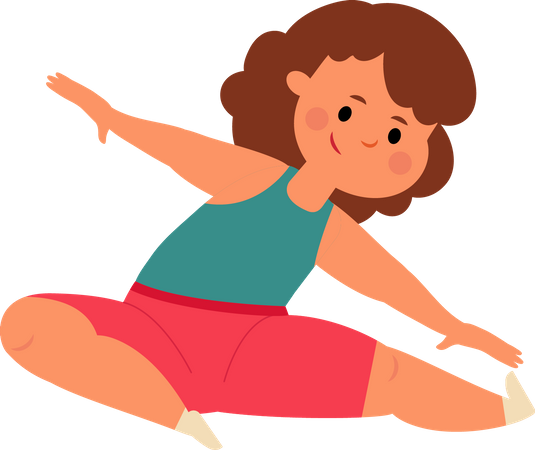 Little girl doing stretching  Illustration