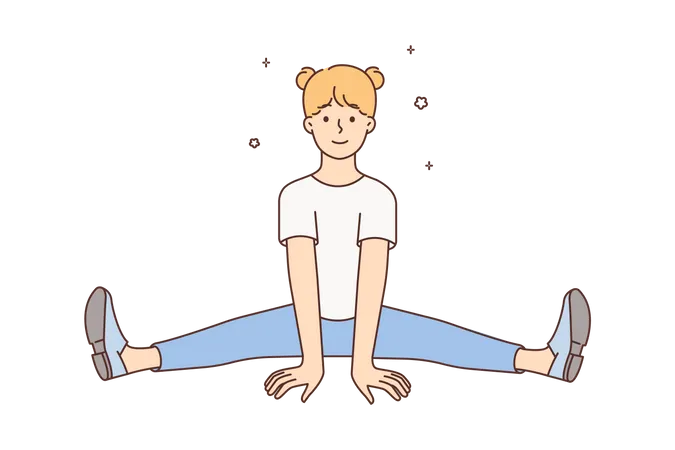 Little girl doing stretching  Illustration