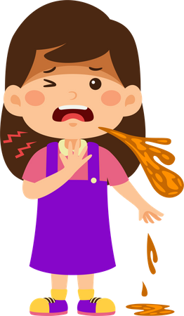 Little girl doing vomiting  Illustration