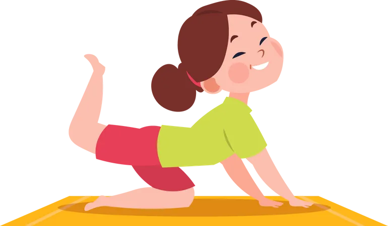 Children In Yoga Poses Cartoon Fitness Kids In Yoga Asana Vector Characters Isolated Set Illustration Of Fitness Sport Yoga Pose For Child Illustration