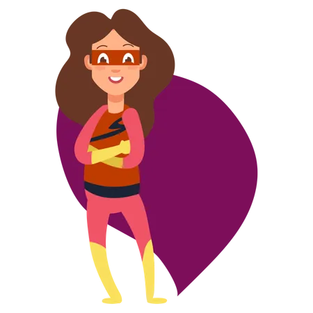 Little girl dressed up in superwoman costume  Illustration