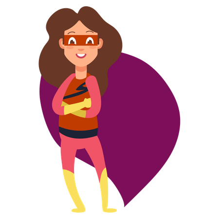 Little girl dressed up in superwoman costume  Ilustración