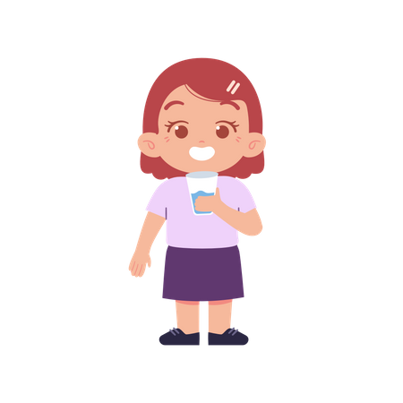 Little Girl Drinking Milk  Illustration