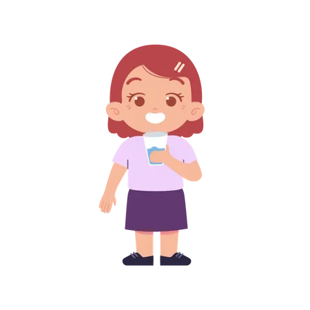 Little Girl Drinking Milk  Illustration