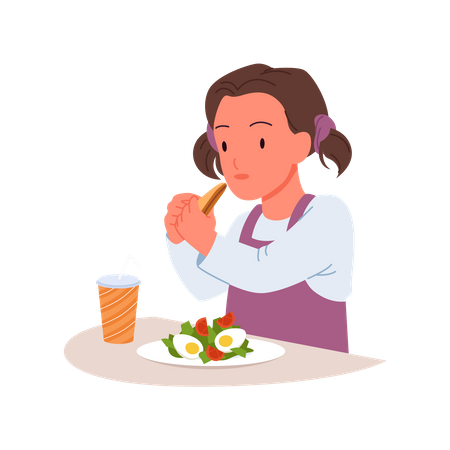Little girl eating food  Illustration