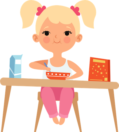 Little girl eating food  Illustration