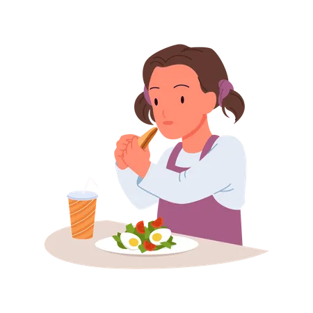 Little girl eating food  Illustration