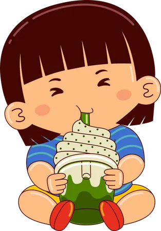 Little Girl eating ice cream  Illustration