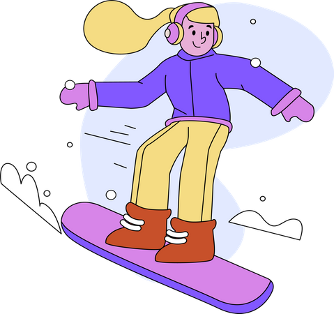 Little girl enjoying Ski Sport  Illustration