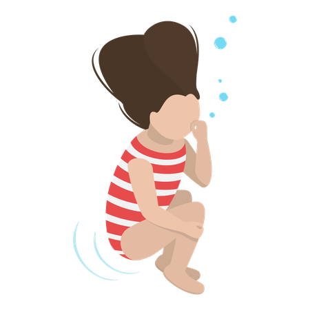 Little girl enjoying Snorkeling in swimming pool  Illustration