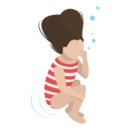Little girl enjoying Snorkeling in swimming pool  Illustration