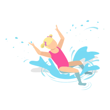 Little girl enjoying swimming  Illustration