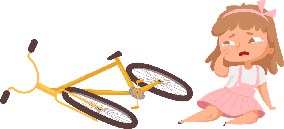 Little Girl fallen from bicycle Illustration