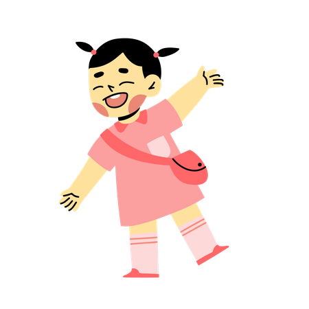 Little girl feeling happy  Illustration