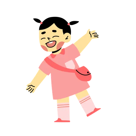 Little girl feeling happy  イラスト