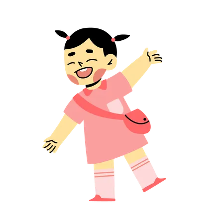 Little girl feeling happy  Illustration