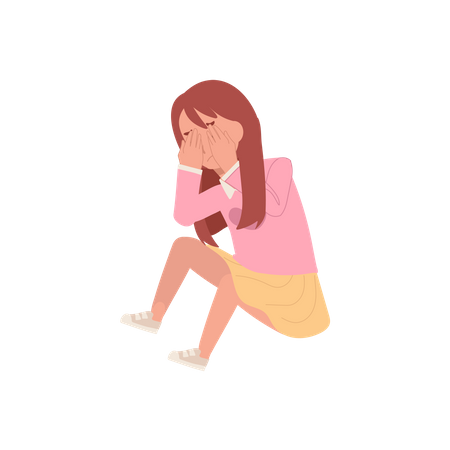 Little girl feeling sad  Illustration