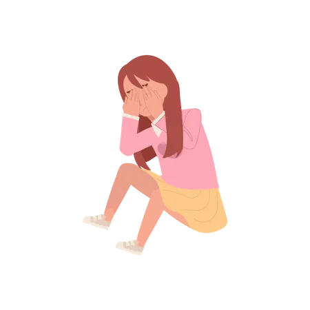 Little girl feeling sad  Illustration