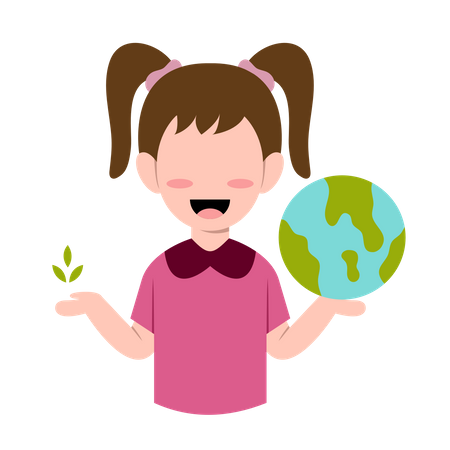 Little Girl For Save Planet  Illustration