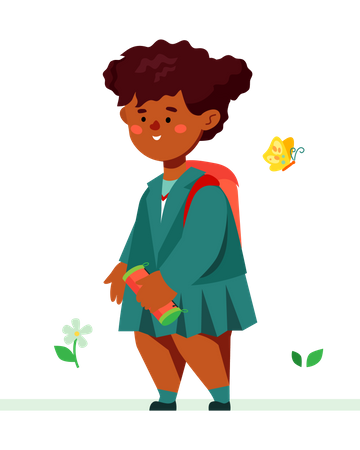 Little girl going school Illustration