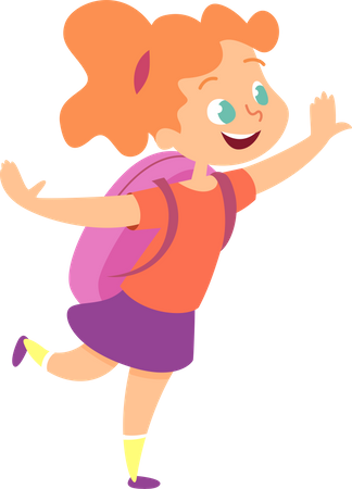 Little girl going school  Illustration