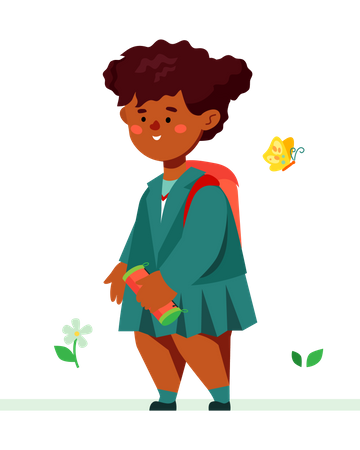 Little girl going school  Illustration