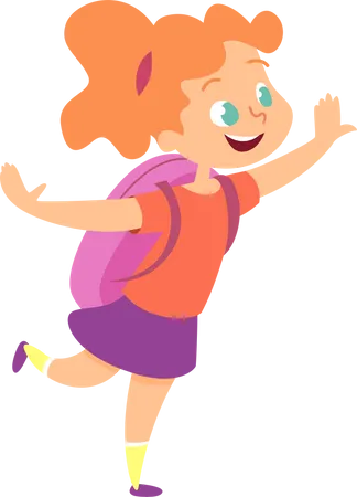 Little girl going school  Illustration