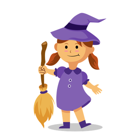 Little Girl Halloween Party Costume  Illustration