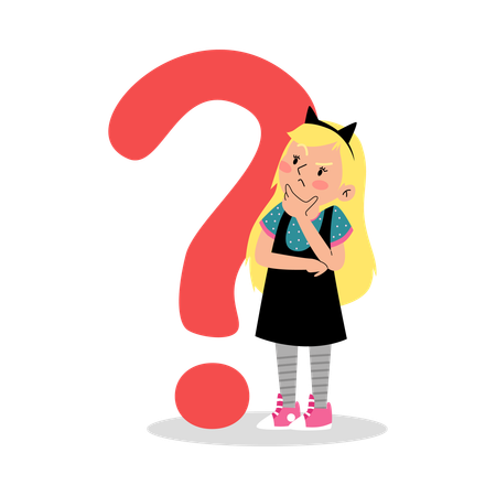 Little girl has doubts and question  Illustration