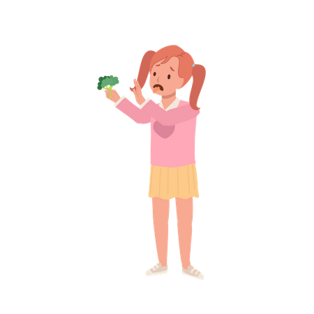 Little girl hate broccoli  Illustration