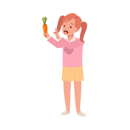 Little girl hate carrot Illustration