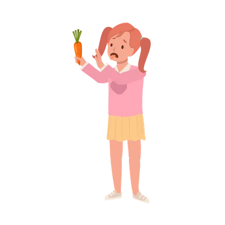 Little girl hate carrot Illustration