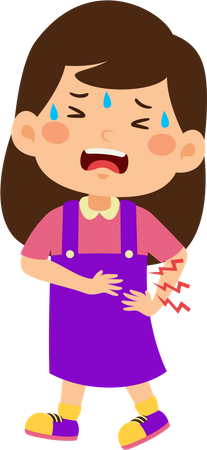 Little girl having backache  Illustration