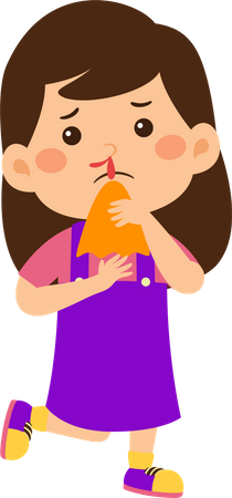 Little girl having bleeding from nose  Illustration