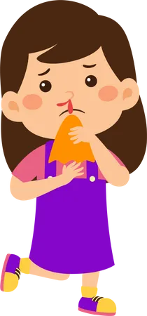 Little girl having bleeding from nose  Illustration