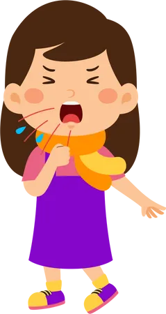Little girl having cough  Illustration