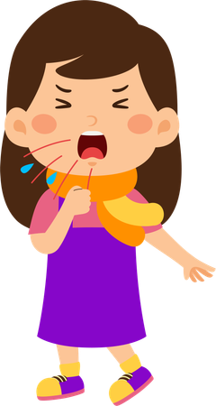Little girl having cough  Illustration