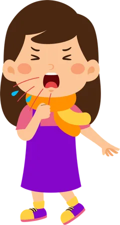 Little girl having cough  Illustration