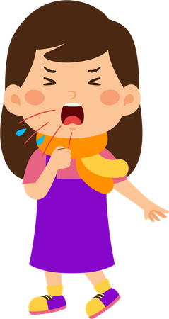 Little girl having cough  Illustration