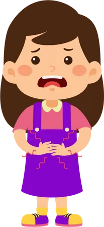 Little girl having stomachache  Illustration