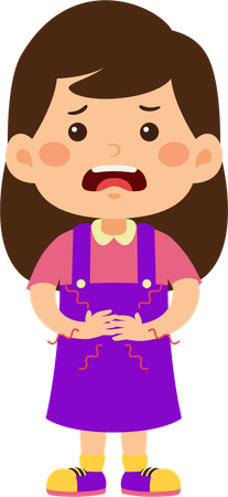 Little girl having stomachache  Illustration
