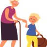 illustrations for little girl helping old woman