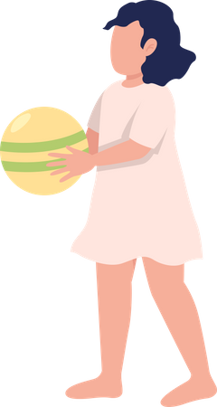 Little girl holding ball Illustration