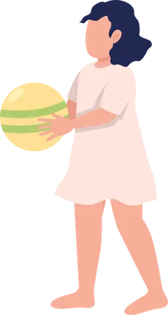 Little girl holding ball  Illustration