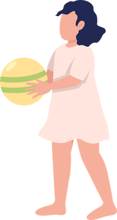 Little girl holding ball  Illustration