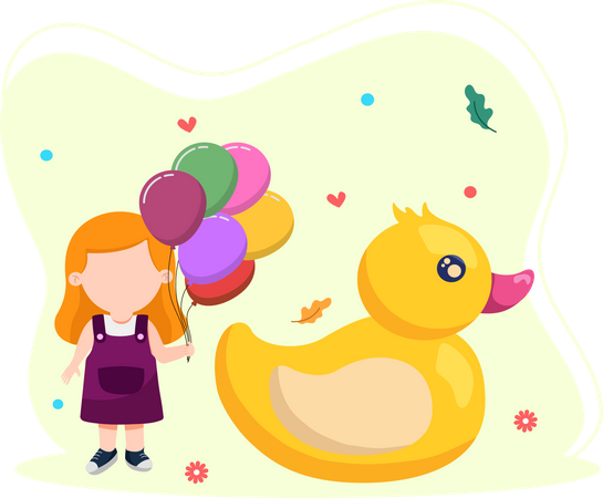 Little girl holding balloon  Illustration