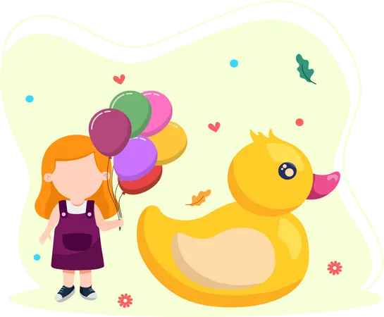 Little girl holding balloon  Illustration