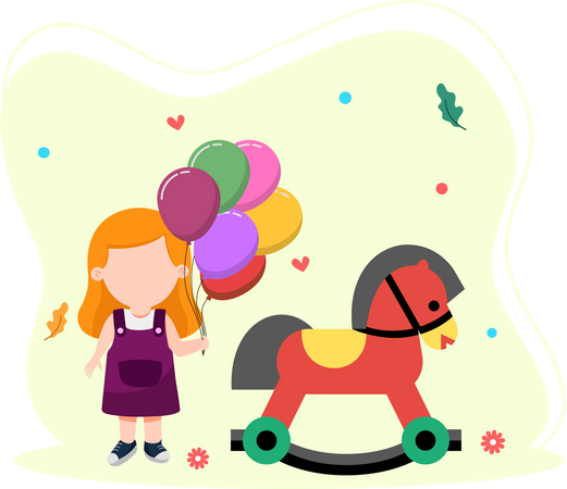 Little girl holding balloon  Illustration