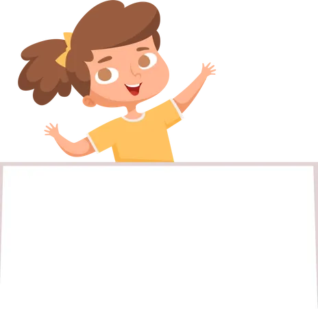 Little Girl Holding Banner  Illustration